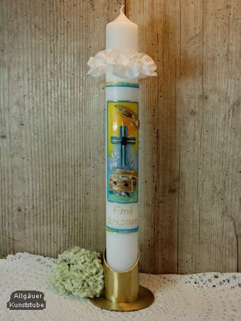 Kommunionkerze Simon mit Schatztruhe inkl. Box