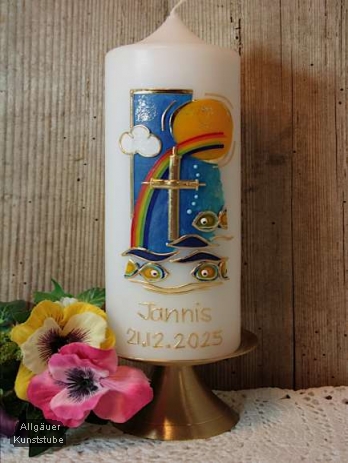 Taufkerze Urs mit Regenbogen