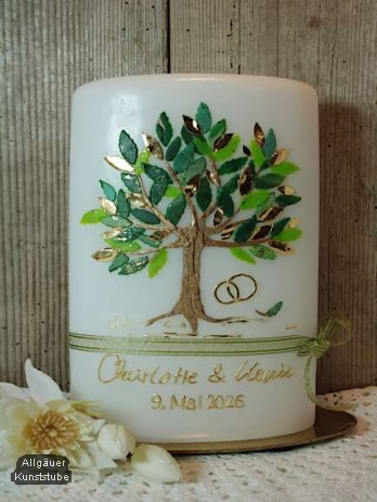 Hochzeitskerze Oktavia  mit Lebensbaum