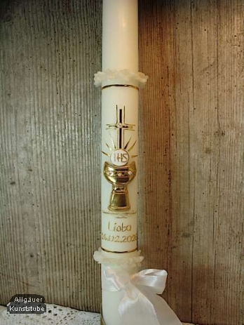 Kommunionkerze Susanne mit Kelch inkl. Box