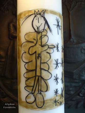 Taufkerze Liane mit Kinderzeichnung