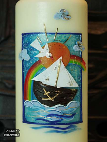 Taufkerze Mirko mit Boot