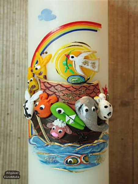 Taufkerze Arche Noah mit Schaf