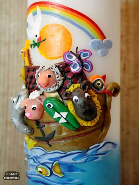 Taufkerze Arche mit Noah
