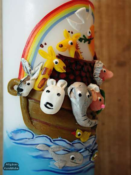 Taufkerze Arche mit Noah