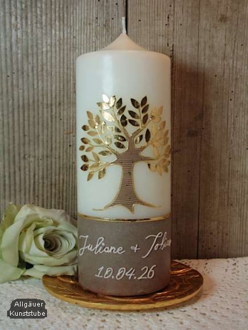 Hochzeitskerze Kordula mit Lebensbaum