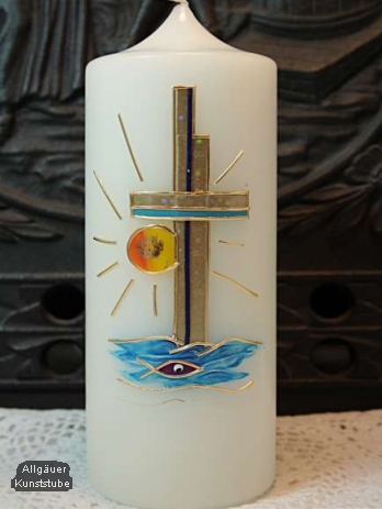 Tischkerze Franz mit Kreuz