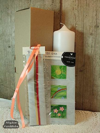 Bastelset Sonne, Regenbogen, Blumen  inkl. Kerze