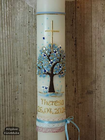 Kommunionkerze Marise mit Lebensbaum