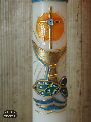 Kommunionkerze Peter mit Kelch inkl. Box