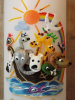 Taufkerze mit Arche Noah und Löwe