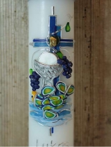 Kommunionkerze Eugen mit Kelch und Fisch inkl. Box