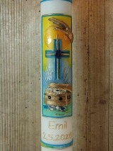 Kommunionkerze Simon mit Schatztruhe inkl. Box