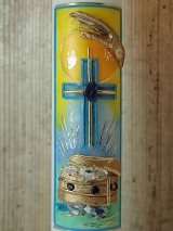 Kommunionkerze Simon mit Schatztruhe inkl. Box