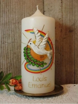 Taufkerze Nathan mit Taube