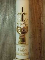 Kommunionkerze Susanne mit Kelch inkl. Box