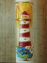 Kommunionkerze Anna mit Leuchtturm inkl. Box