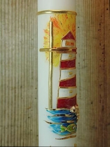 Kommunionkerze Anna mit Leuchtturm inkl. Box