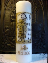 Taufkerze Liane mit Kinderzeichnung