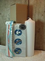 Bastelset Taube, Regenbogen, Fische rund  inkl. Kerze