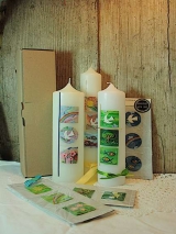 Bastelset Taube, Regenbogen, Fische rund  inkl. Kerze