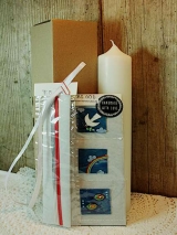 Bastelset Taube, Regenbogen, Fische  inkl. Kerze