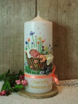 Taufkerze Greta mit Baby