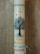 Kommunionkerze Marise mit Lebensbaum