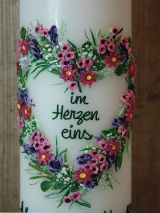 Hochzeitskerze Theresa mit Blütenherz