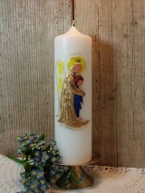 Taufkerze Lea mit behütendem Engel